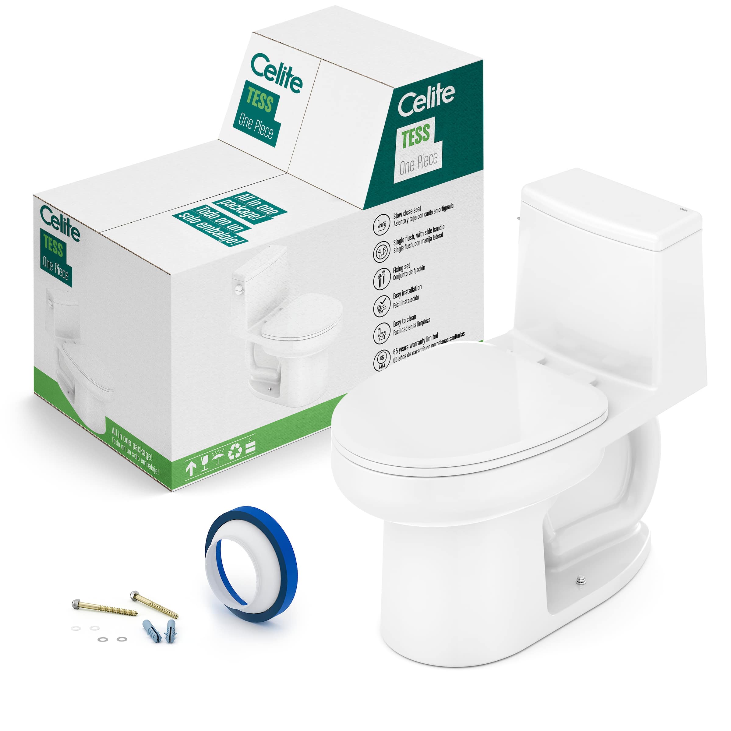 Tazas para inodoros de dos piezas Blanco Brillo SUPRA CE1393630010302 Celite