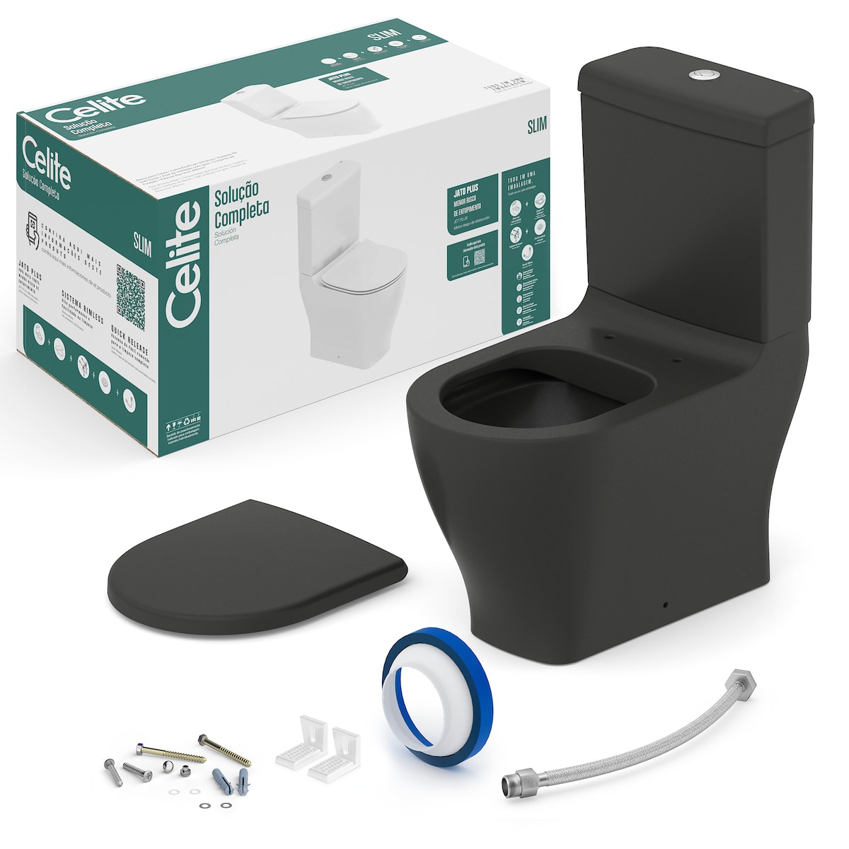 Kit de sanitario, asiento y elementos de instalación Onix CELITE SLIM 1327230640308 Celite